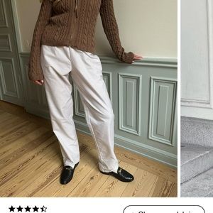 Djerf Avenue Breezy Pants in Beige Stripe XL